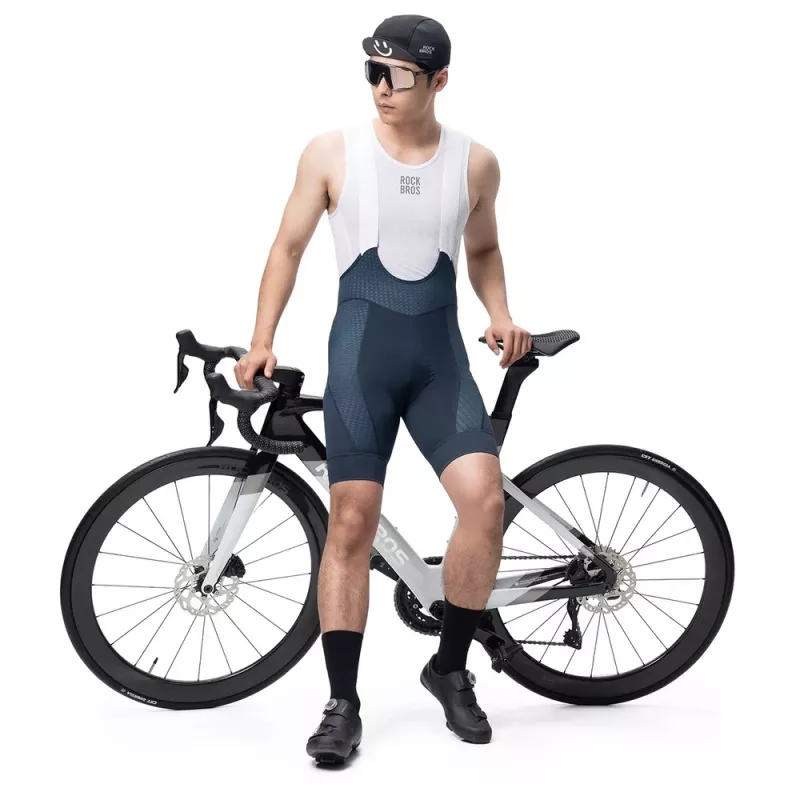 ROCKBROS pánske cyklistické nohavice s trakmi YDDK009 tmavomodrá veľkosť S