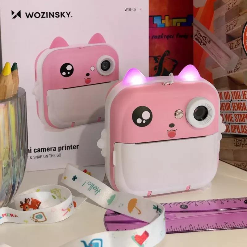 Wozinsky WDT-01 detský digitálny fotoaparát s termotlačiarňou - ružová