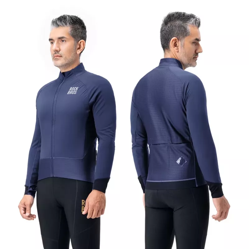 ROCKBROS YDWT014 zimná dvojvrstvová fleece cyklistická bunda XXL modrá
