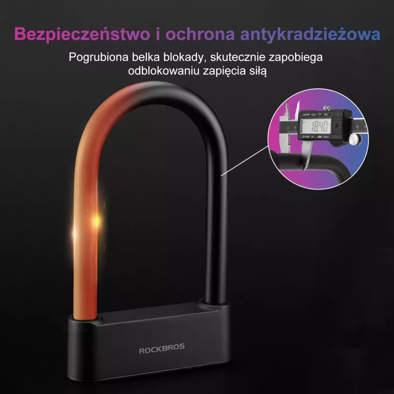 Rockbros SMART odtlačkový prstom a Bluetooth cyklistický káblový zámok 100 cm čierny