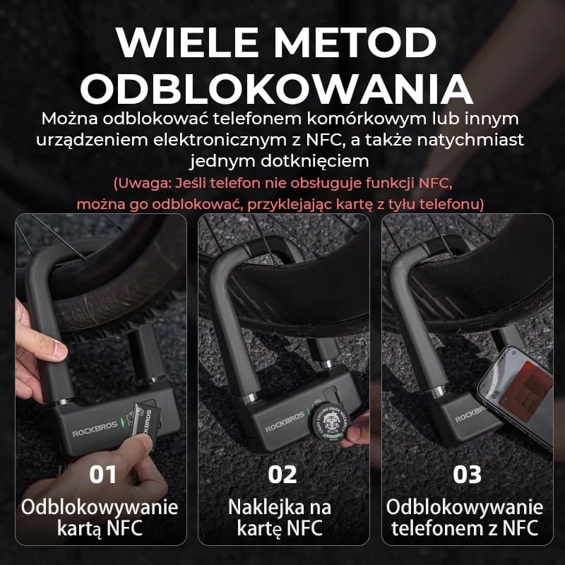 Rockbros RBNS1 SMART NFC U-zámok - čierny