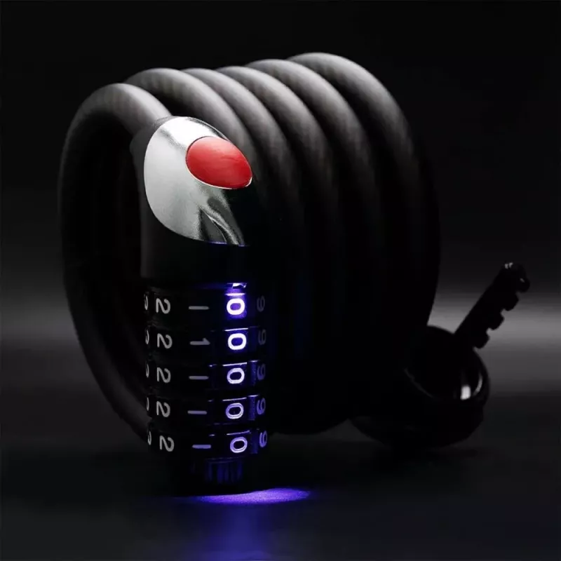 ROCKBROS RKS531 5-miestny číselný káblový zámok s LED, 180 cm, čierny