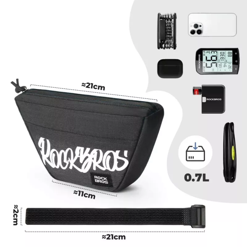 Rockbros G011 Flash Journey riadidlárska taška – lichobežníková, čierna