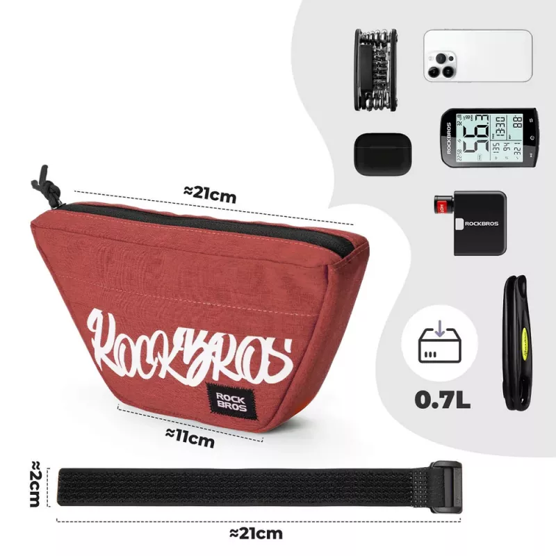 Rockbros G011 Flash Journey riadidlárska taška – lichobežníková, červená