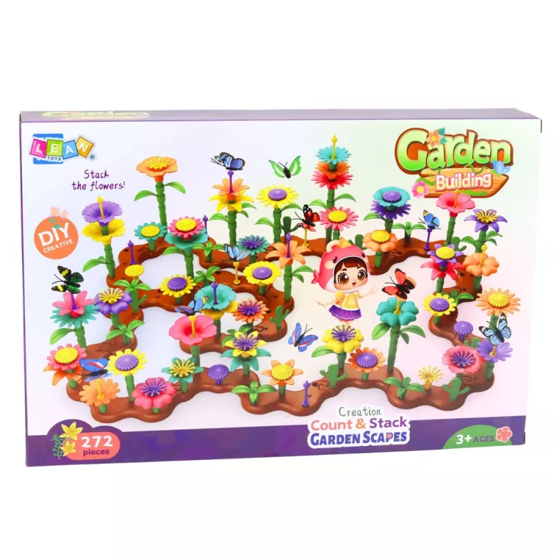 LEAN TOYS sada stavebných blokov kreatívna záhrada kvety rastliny 3D 272 ks