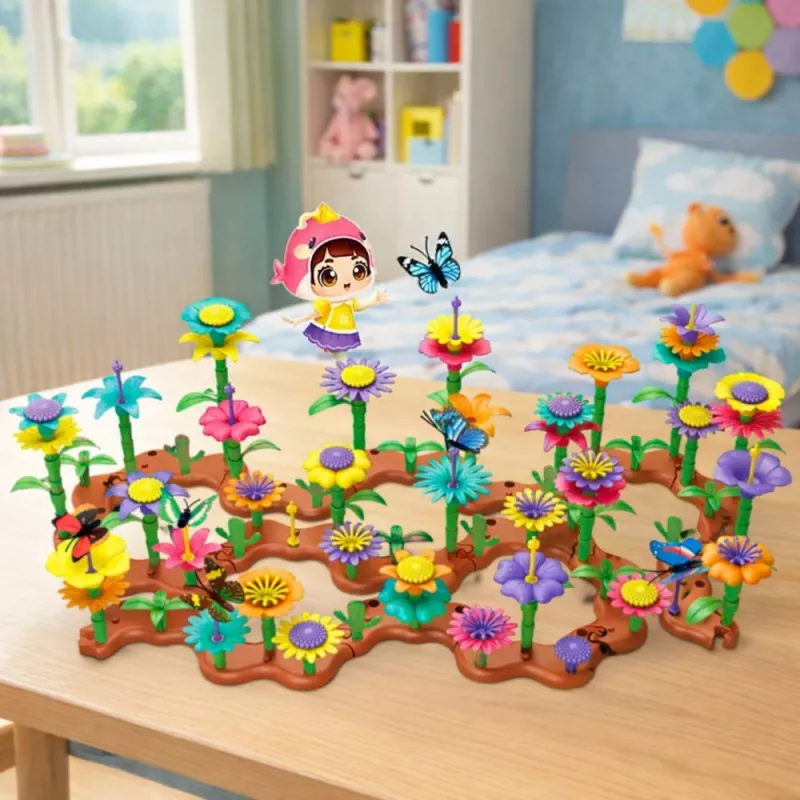 LEAN TOYS sada stavebných blokov kreatívna záhrada kvety rastliny 3D 272 ks
