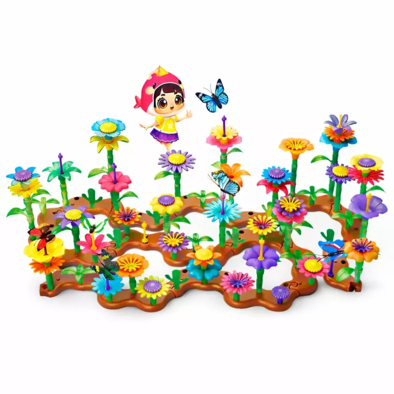 LEAN TOYS sada stavebných blokov kreatívna záhrada kvety rastliny 3D 272 ks