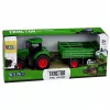 LEAN TOYS Poľnohospodársky traktor s vyklápacím prívesom, gumené kolesá, zelená, 1:24