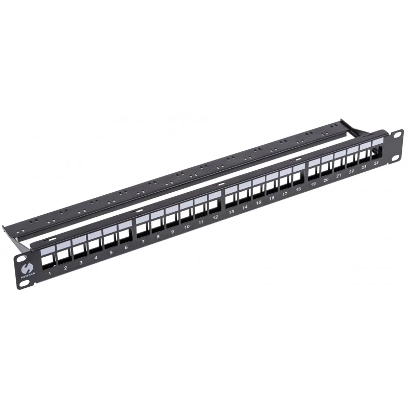 NETRACK 104-20 24-portový Keystone patch panel 1U 19 palcový čierny