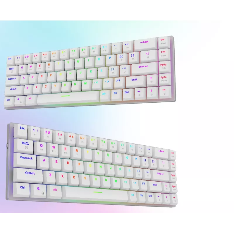 AQIRYS Agena 65% Low-Profile bezdrôtová mechanická klávesnica, Gateron Red spínače, biela