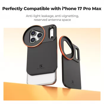 KF Protective Photography Case s 58 mm držiakom objektívu pre Apple iPhone 17 Pro Max - čierne