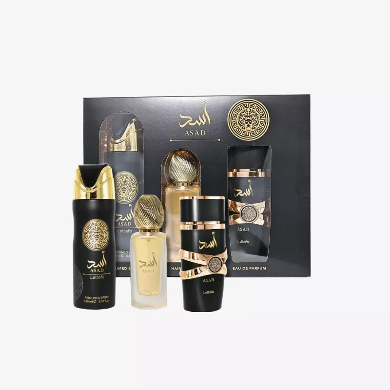 Lattafa Asad Eau de Parfum 100ml + Deodorant Spray 200ml + Air Freshener Spray 300ml darčeková sada