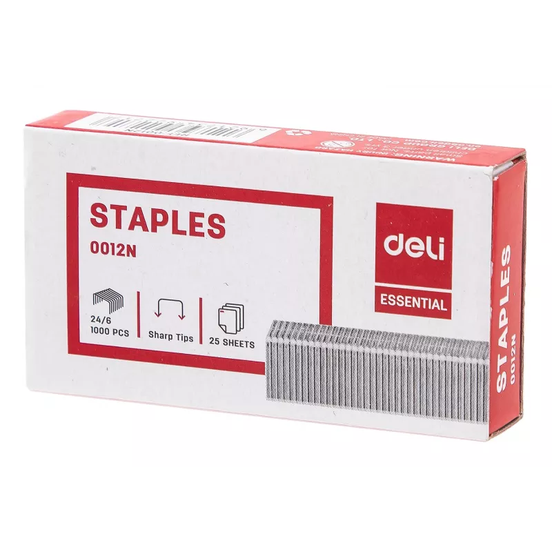 Deli ESSENTIAL sponky 24/6, 1000 kusov, pozinkovaná oceľ, strieborná