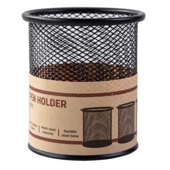 Deli Mesh okrúhly stojan na perá 9,1x9,8x9,8 cm čierny