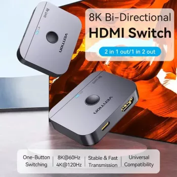 VENTION 2-portový 8K HDMI 2.1 obojsmerný prepínač
