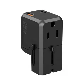 CHOETECH PD6038 38W GaN USB-C nabíjačka s USB-A, vymeniteľnými konektormi (EU/US/UK/AU) - čierna