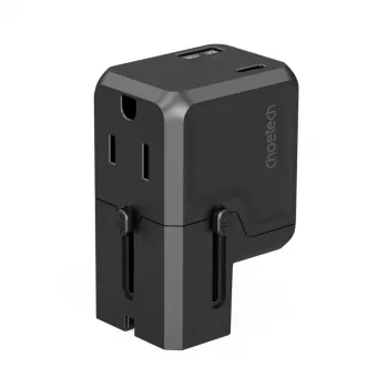CHOETECH PD6038 38W GaN USB-C nabíjačka s USB-A, vymeniteľnými konektormi (EU/US/UK/AU) - čierna