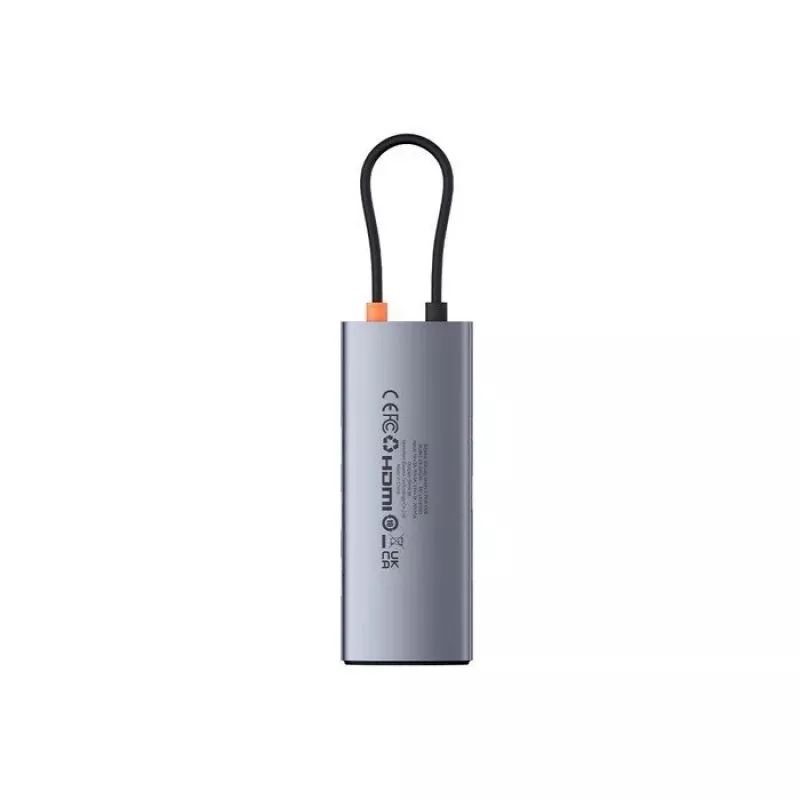 Baseus Metal Gleam 7-in-1 USB-C hub HDMI 4K 60Hz 3x USB 3.0 USB-C PD SD microSD sivý