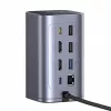 Baseus Air Spacemate 12-in-1 USB-C hub, 2x HDMI 4K@60Hz, 2x USB-C 10Gbps, 2x USB-A 5Gbps, 2x USB-A 480Mbps, RJ45, SD/microSD, USB-C PD, sivý