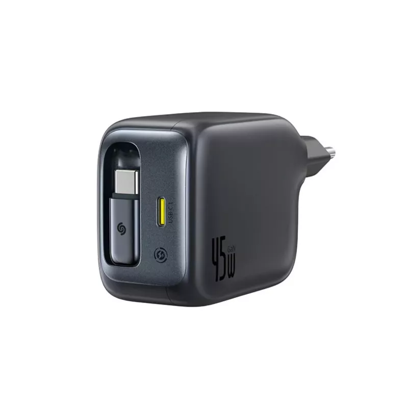 Baseus EnerCore CJ11 45W autonabíjačka s USB-C konektorom a vyťahovacím USB-C káblom - čierna
