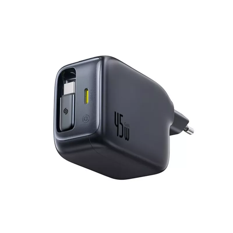 Baseus EnerCore CJ11 45W autonabíjačka s USB-C konektorom a vyťahovacím USB-C káblom - čierna