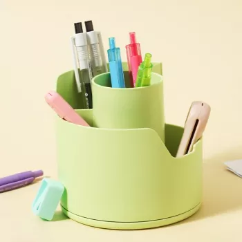 Deli LonGreen stojan na perá limetkovozelený 12x12x11cm