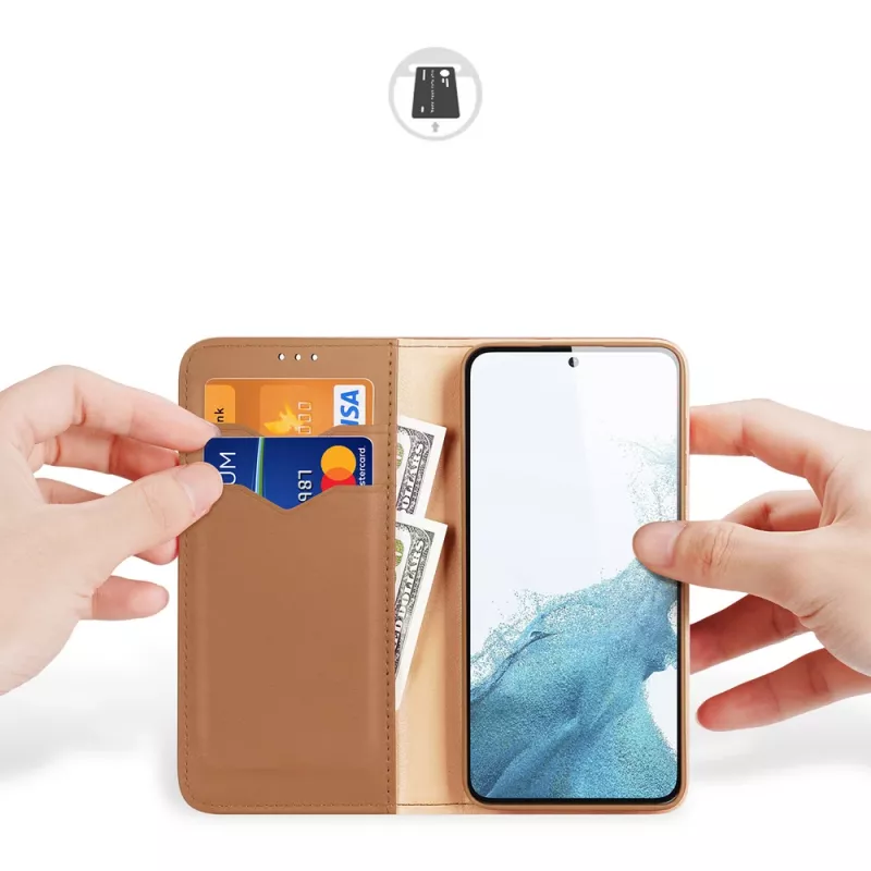 Dux Ducis Hivo Wallet Case pre Samsung Galaxy S23+ s RFID blokovaním, stojan, hnedá