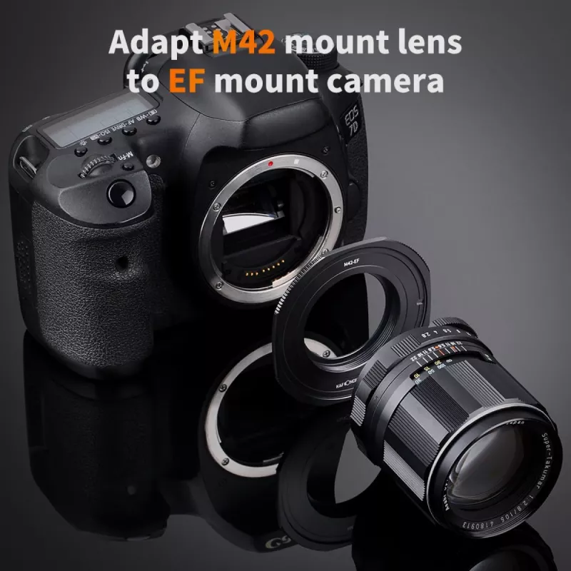 K&F Concept PRO adaptér na objektív Canon EOS EF/EF-S na M42 teleso fotoaparátu - čierny