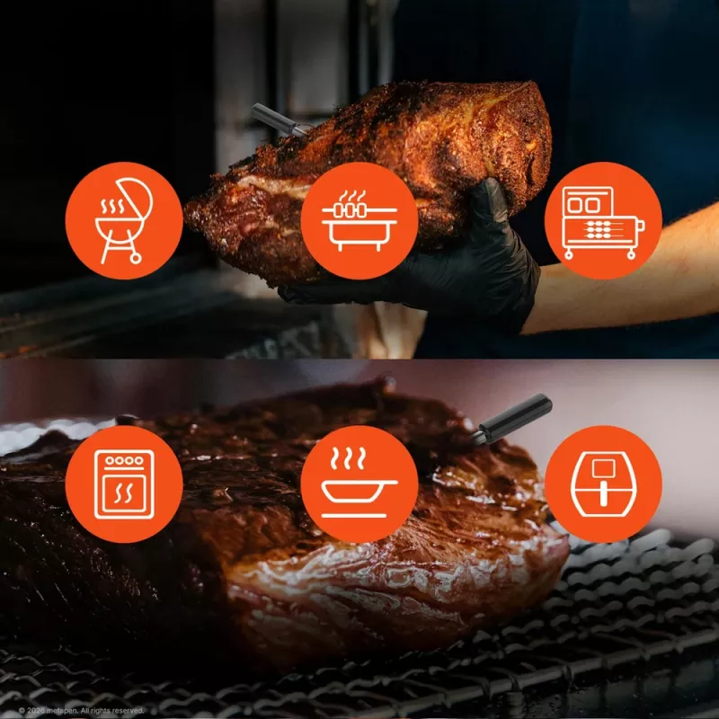 Meatmeet Pro smart kuchynský teplomer s Bluetooth/WiFi aplikáciou pre gril, rúru, smoker - čierna