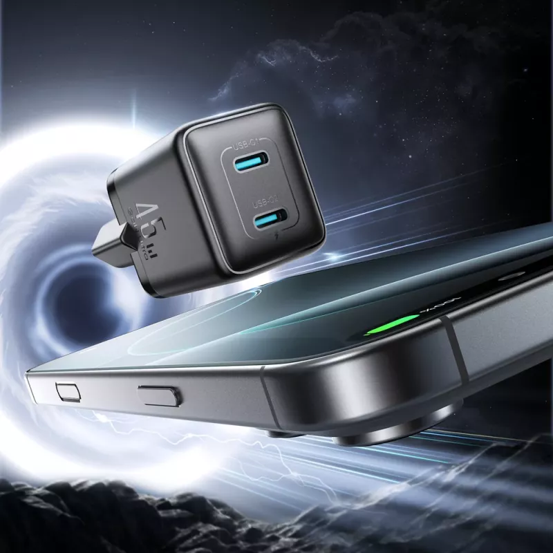 Joyroom JR-TCG17 45W 2x USB-C GaN sieťová nabíjačka EU konektor čierna