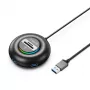 ORICO YXR4 RGB 4-portový USB-A 3.0 hub s čítačkou SD a microSD kariet, 1,8 m kábel, čierna