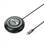 ORICO YXR5-C3 RGB 4-portový USB-A 3.0 hub s čítačkou SD a microSD kariet, 1,8 m kábel, čierna