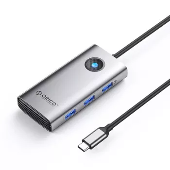 ORICO PW11 USB-C 6-in-1 hub, 3x USB-A 3.0, 1x USB-C PD 100W, 1x HDMI 4K 30Hz, 1x RJ45 2.5G Ethernet, sivý