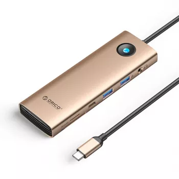 ORICO PW11 USB-C 9-in-1 dokovacia stanica, 2x USB-A 3.0, 1x USB-C 3.0, 1x USB-C PD 100W, 1x HDMI 4K 60Hz, 1x microSD/SD, 1x RJ45 2.5G Ethernet, 1x Audio 3,5 mm, ružové zlato