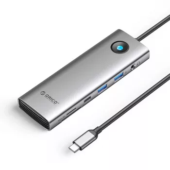 ORICO PW11 USB-C 9-in-1 dokovacia stanica sivá - 2x USB-A 3.0, 1x USB-C 3.0, 1x USB-C PD 100W, 1x HDMI 4K 60Hz, 1x microSD/SD, 1x RJ45 2.5G Ethernet, 1x Audio 3,5 mm