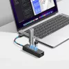 ORICO PW3UR25-U3 4-portový USB hub s 3x USB-A 3.0 a 2.5G Ethernet, 1m kábel, čierny