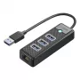 ORICO PW3UR25-U3 4-portový USB 3.0 hub s 2.5G Ethernet adaptérom, 1,8m kábel, čierny