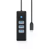 ORICO PW3UR25-C3 USB-C hub 4-portový 3x USB-A 3.0 1x RJ45 2.5G Ethernet 1.8m čierny