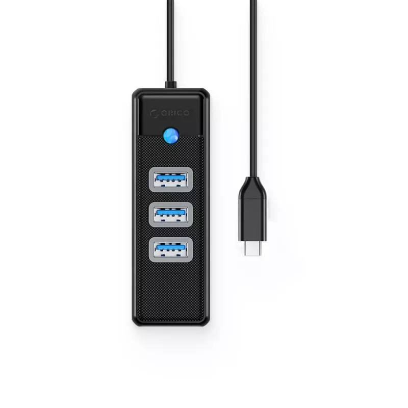 ORICO PW3UR25-C3 USB-C hub 4-portový 3x USB-A 3.0 1x RJ45 2.5G Ethernet 1.8m čierny