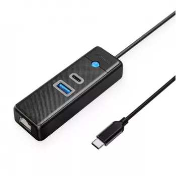 ORICO PW3UR25-C3 USB-C hub 3-portový USB-A 3.0 USB-C 3.0 2.5G Ethernet 0.15m čierny