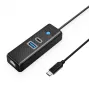 ORICO PW3UR25-C3 3-portový USB-C hub s 2,5G Ethernet, 0,5m kábel, čierny