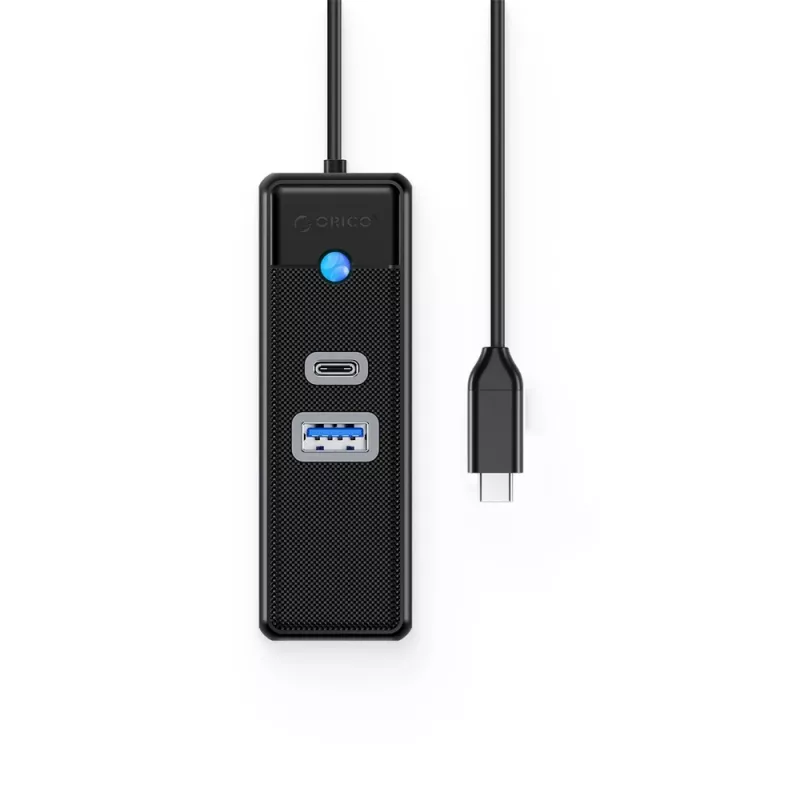 ORICO PW3UR25-C3 3-portový USB-C hub s 2,5G Ethernet, 0,5m kábel, čierny