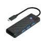 ORICO PAPW3AT-U3 4-portový USB 3.0 hub s SD/MicroSD čítačkou kariet, 1,8 m kábel, čierny