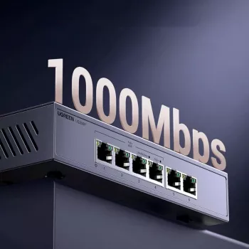 Ugreen 6-portový Gigabit Ethernet switch s PoE+ - sivá