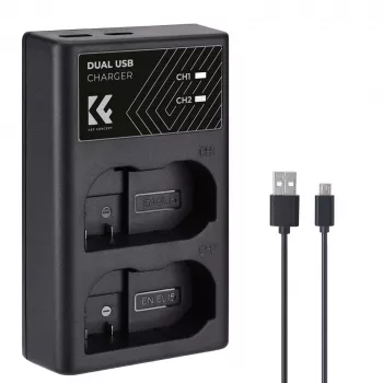K&F Concept duálna USB nabíjačka pre Nikon EN-EL15 D7000 D7500 D850 D750