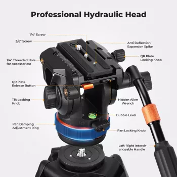 K&F Concept Profesionálny videostativ s fluidnou hlavou 192 cm KF09.147