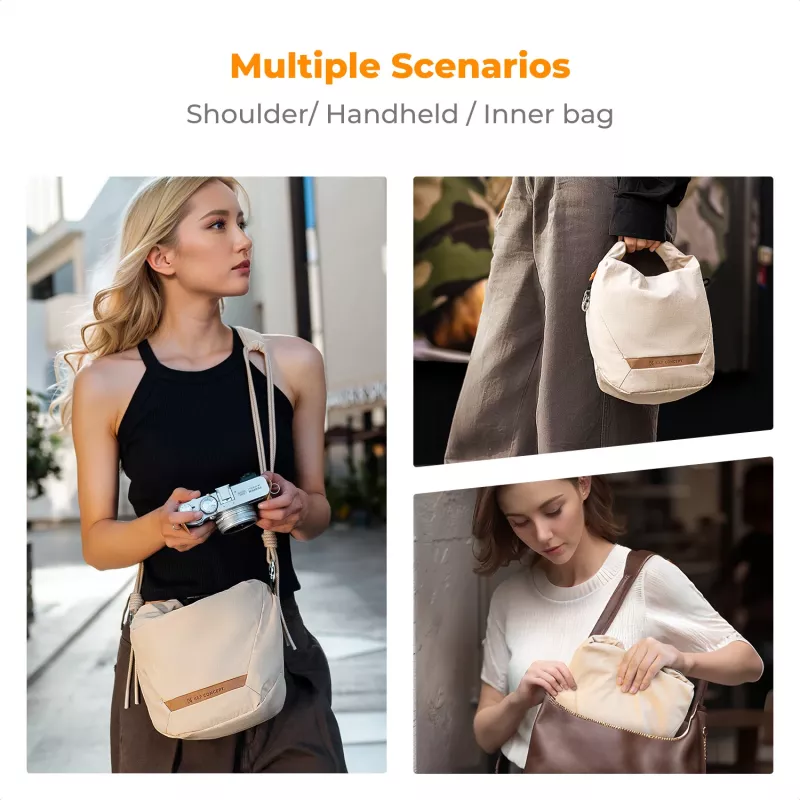 K&F Concept crossbody sling taška 5L béžová pre kameru a smartfón