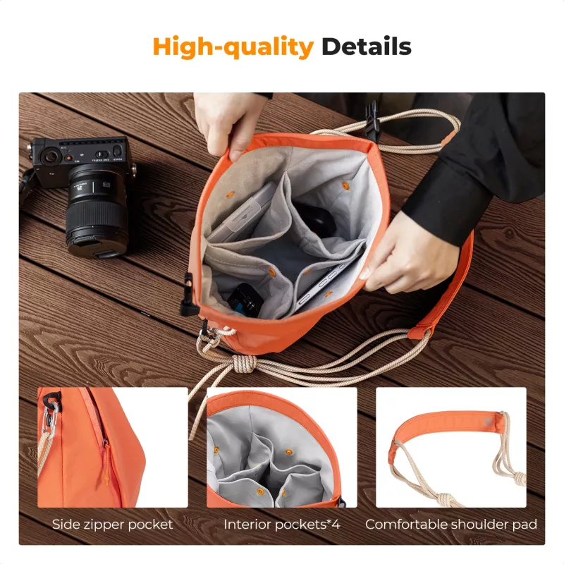 K&F Concept crossbody sling taška 5L oranžová pre kameru a smartfón