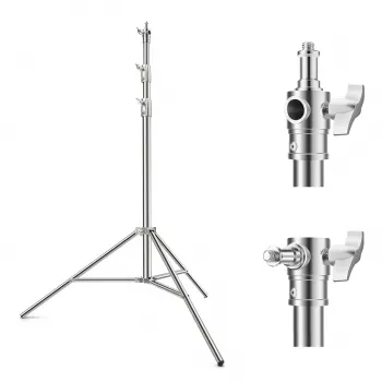 K&F Concept KF34.044 280 cm hliníkový svetelný statív s 1/4 palca-20 & 3/8 palca-16 obojstranným čapom, nosnosť 5 kg, 3-dielny, Flip-Locks, pružinové tlmenie, čierna