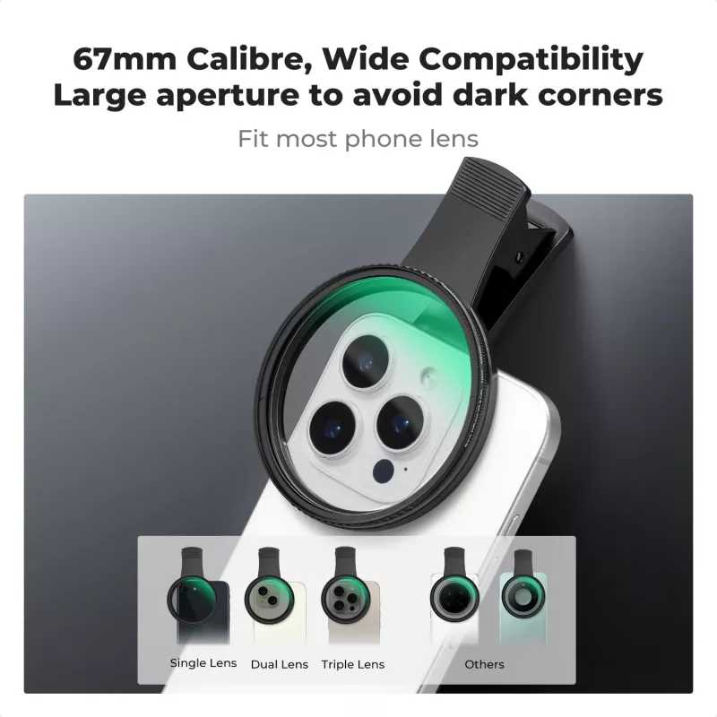 KF 2-in-1 sada filtrov Black Diffusion 1/4 + CPL Phone 67 mm Clip-On
